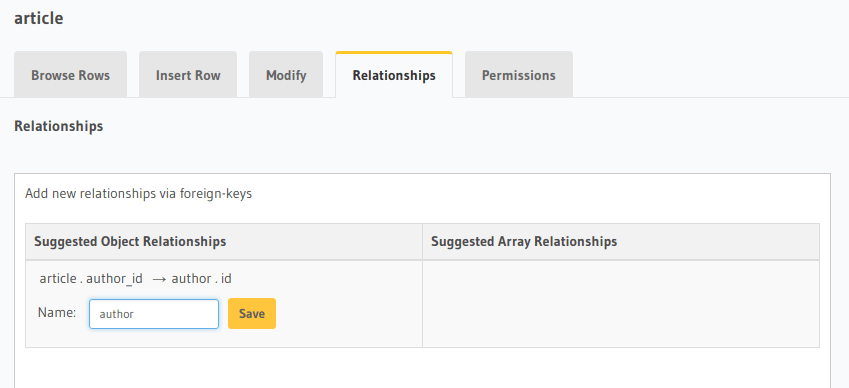 Create an object relationship