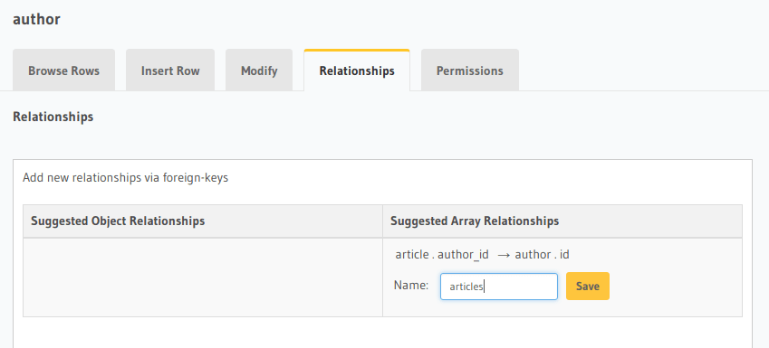Create an array relationship