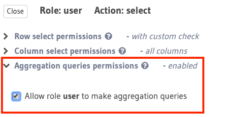Aggregation queries permissions