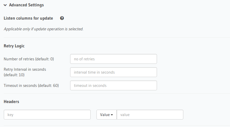 Advanced settings for event triggers