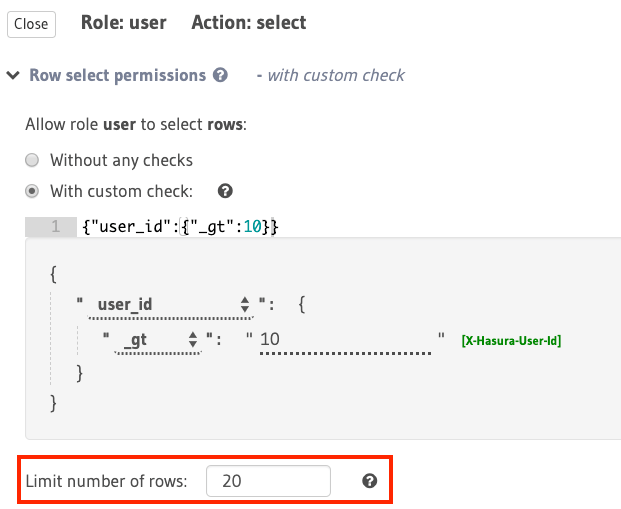 Row fetch limit