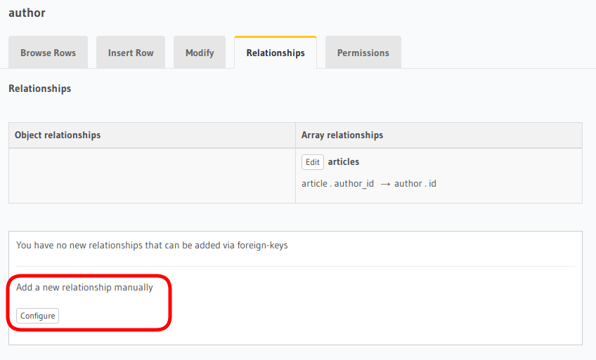 Open the manual relationship section