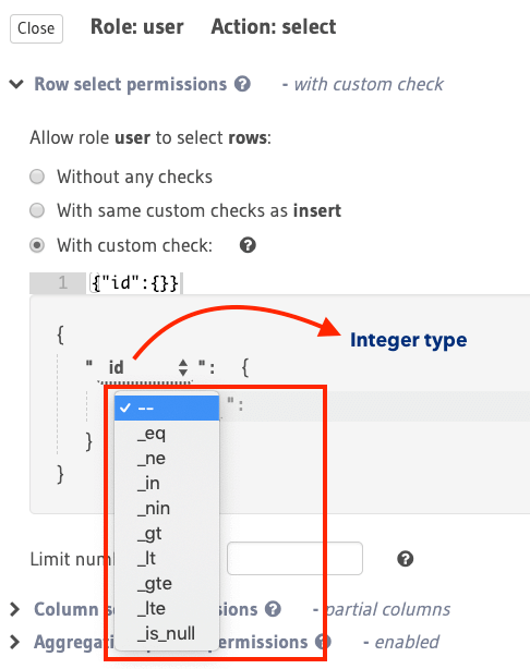 Column operators for integer types
