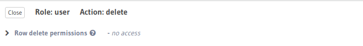 Delete permissions for role user
